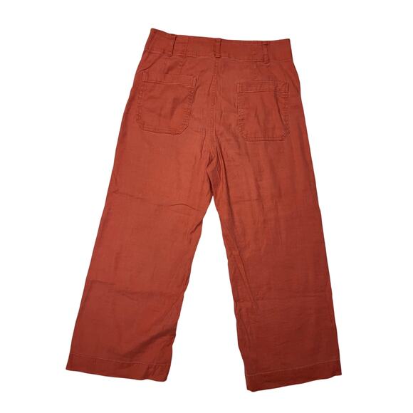 Anthropologie Mauve The Colette Linen Blend Crop Wide Leg Pants Orange Size 31 - Picture 6 of 10
